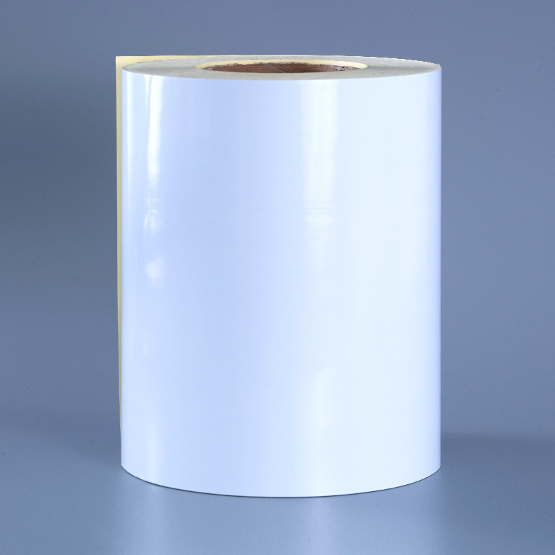50mic 光沢のある白いポリエステル PET フィルム自己粘着ラベル、デジタル印刷用溶剤アクリル粘着剤ジャンボ ロール付き