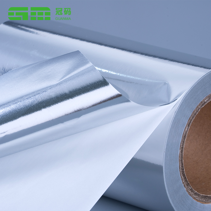 50mic 光沢のあるシルバー PP 自己粘着紙ジャンボ ロール タイヤ接着剤付き